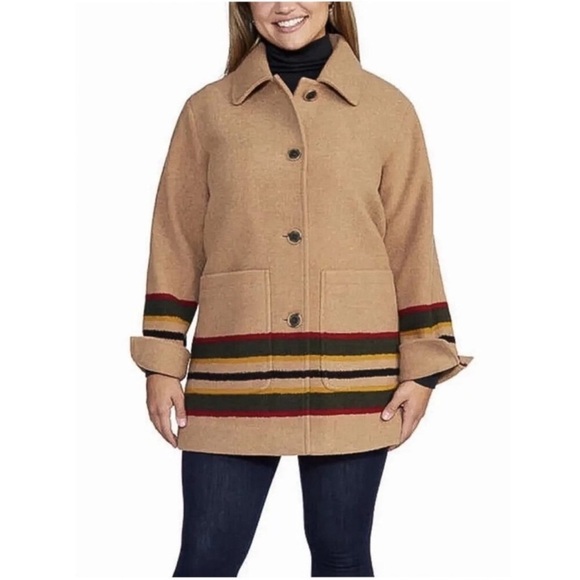 NWT Pendleton Ladies Wool Blend Walker Coat TAN - size XL - Picture 2 of 5